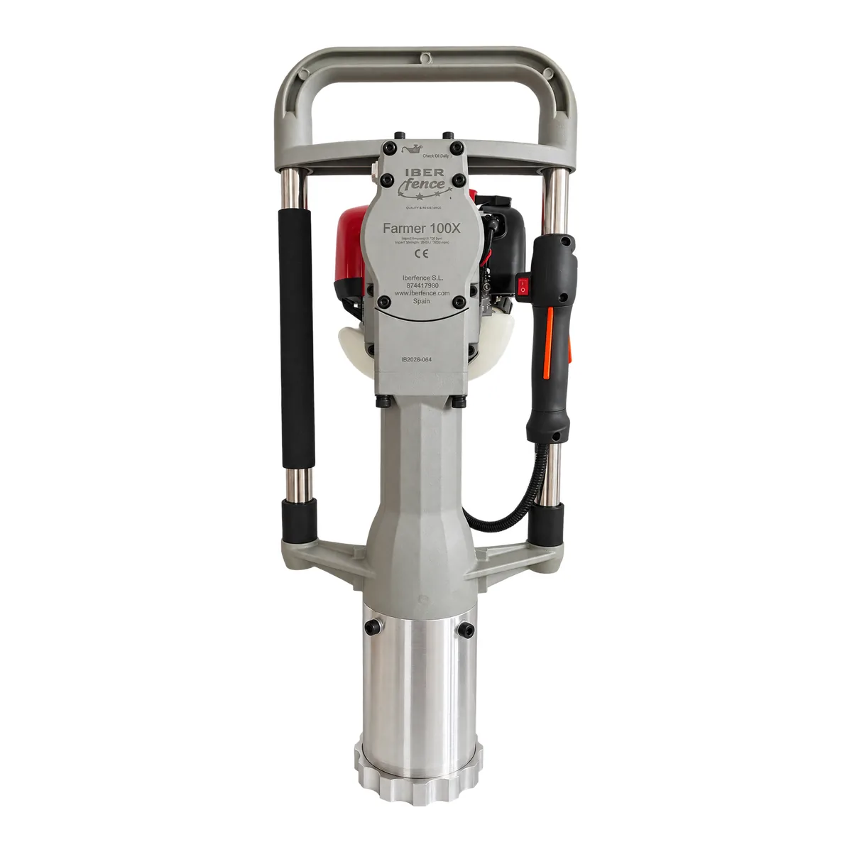 Clavadora de postes Iberfence Farmer 100X con motor Honda GX35 — vista frontal